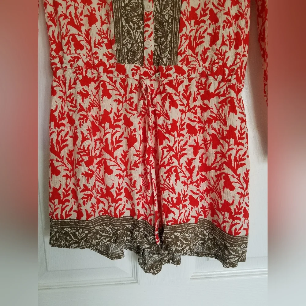 Free People Red Gray Floral Romper Size Small - Picture 5 of 14